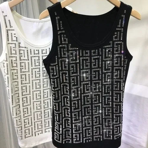 Diamonds Oversized Camisole - Ladies O-Neck Sleeveless Top