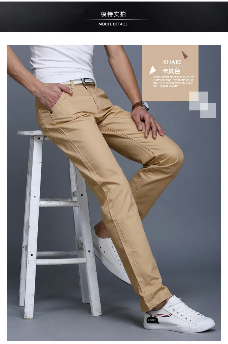 New Spring Casual Pants - Men's Straight Fit Stretch Chino Trousers