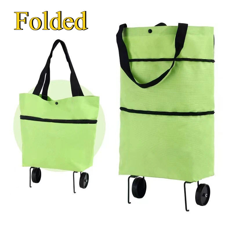 Portable Shopping Bag - Foldable Trolley with Wheels