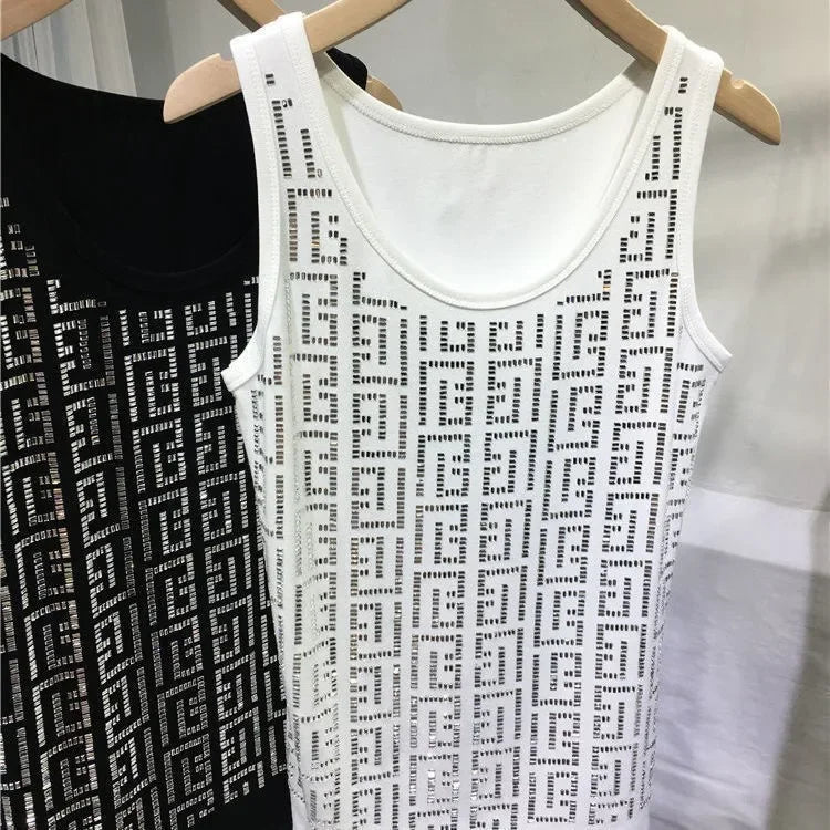 Diamonds Oversized Camisole - Ladies O-Neck Sleeveless Top