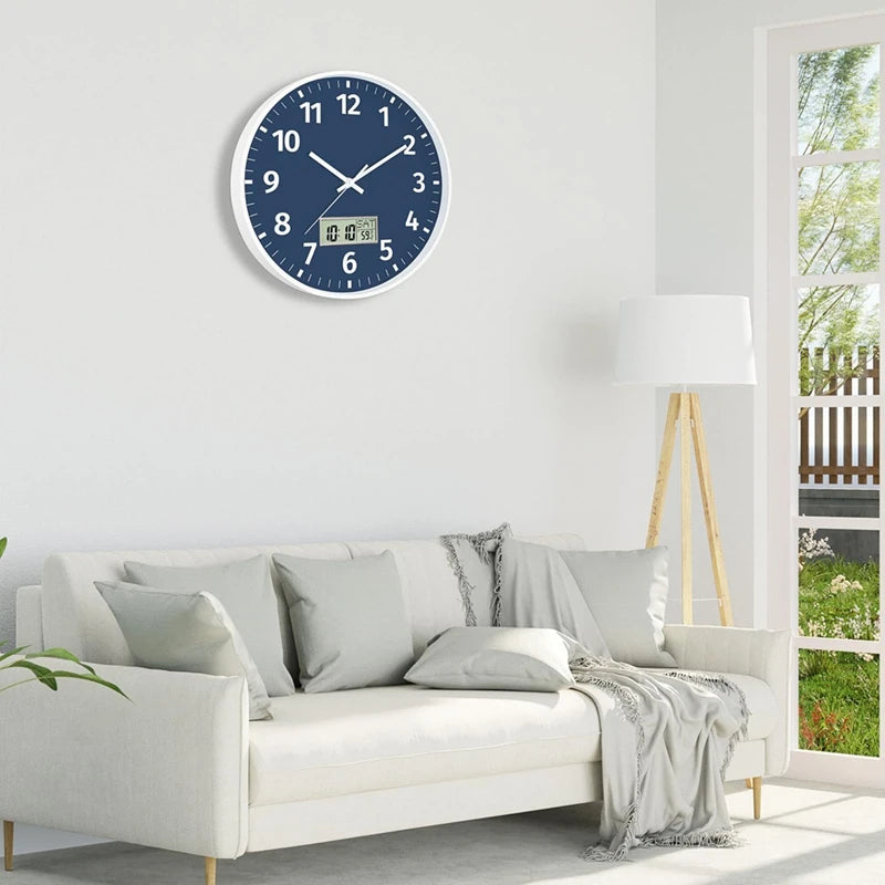 Digital Wall Clock - Time, Day, and Temperature Display