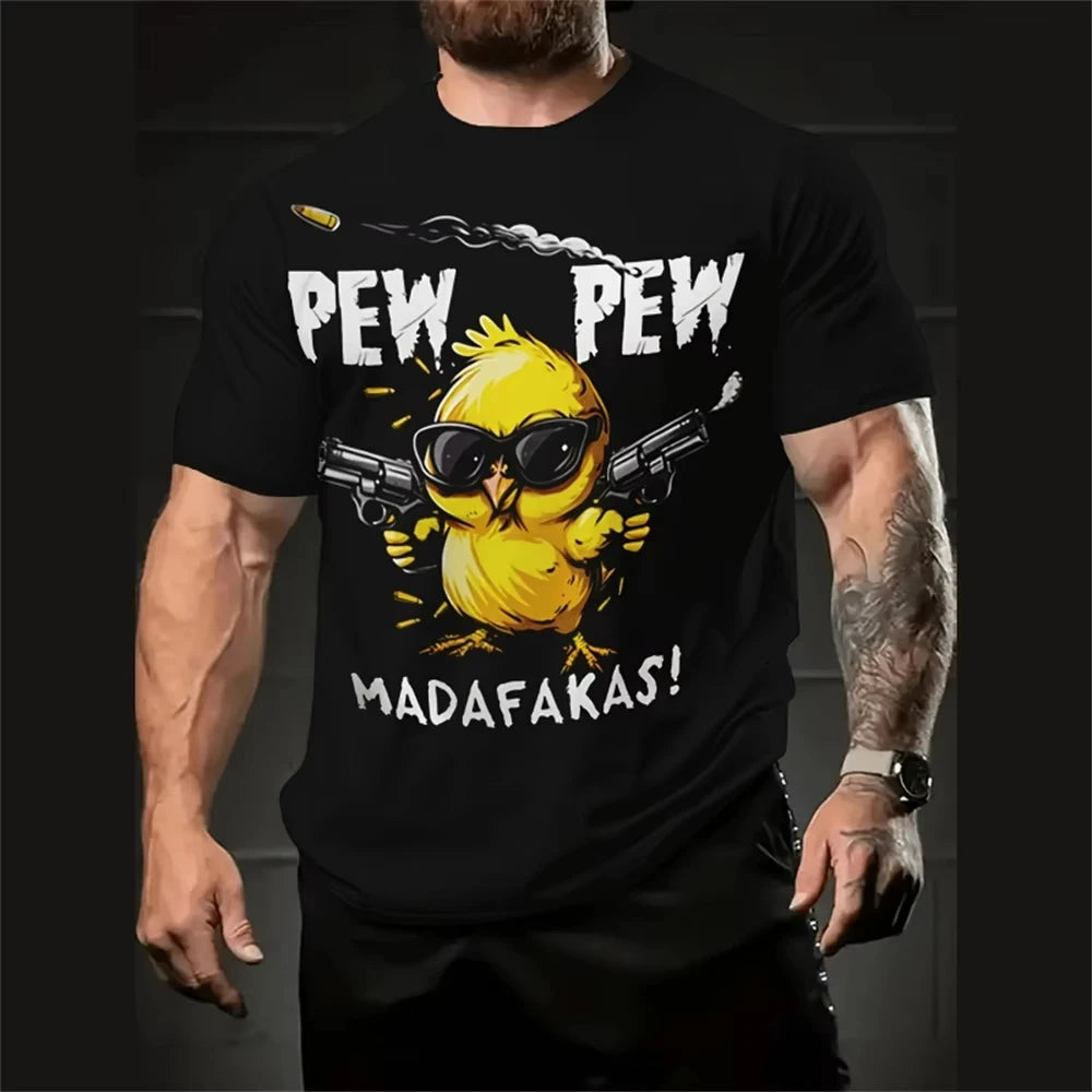 Funny Cartoon Men's T-Shirt - 3D Print Short Sleeve Summer Oversized Tee