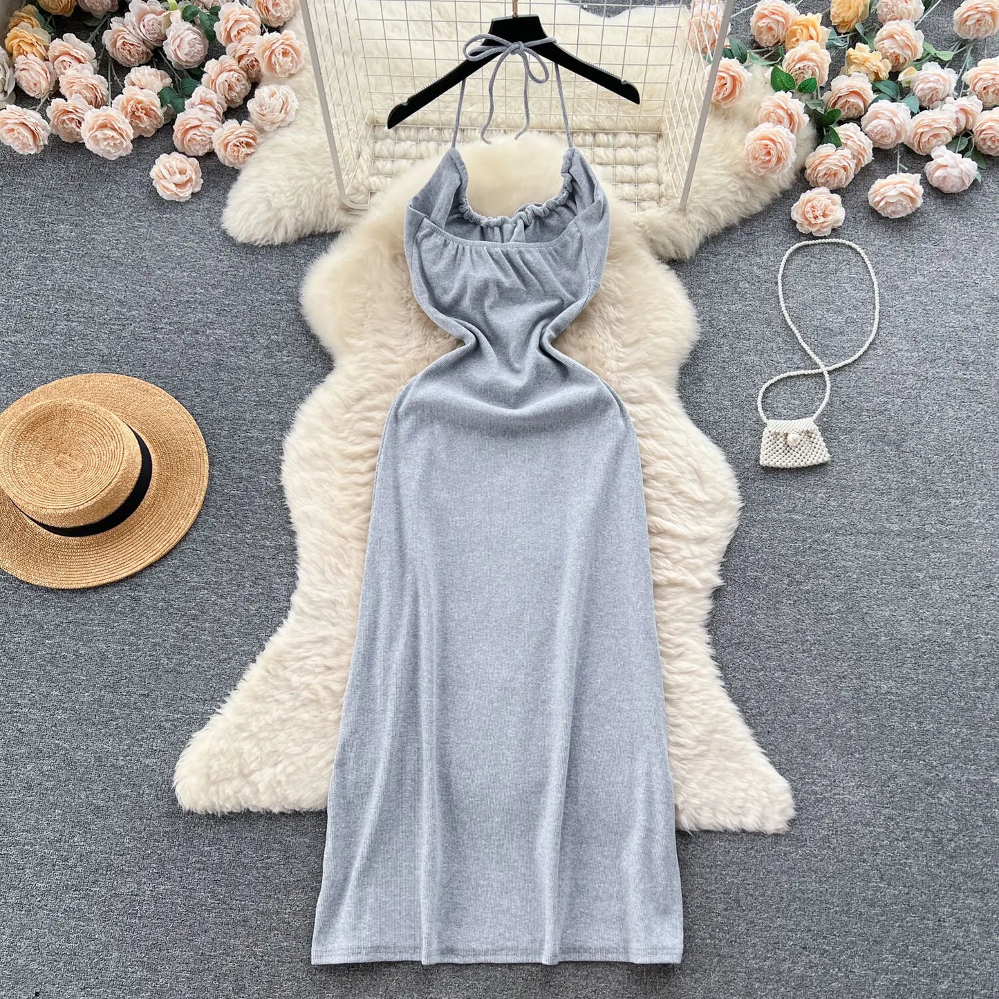 Sexy Hanging Neck Lace-Up Dress - Slimming Summer Party Dress