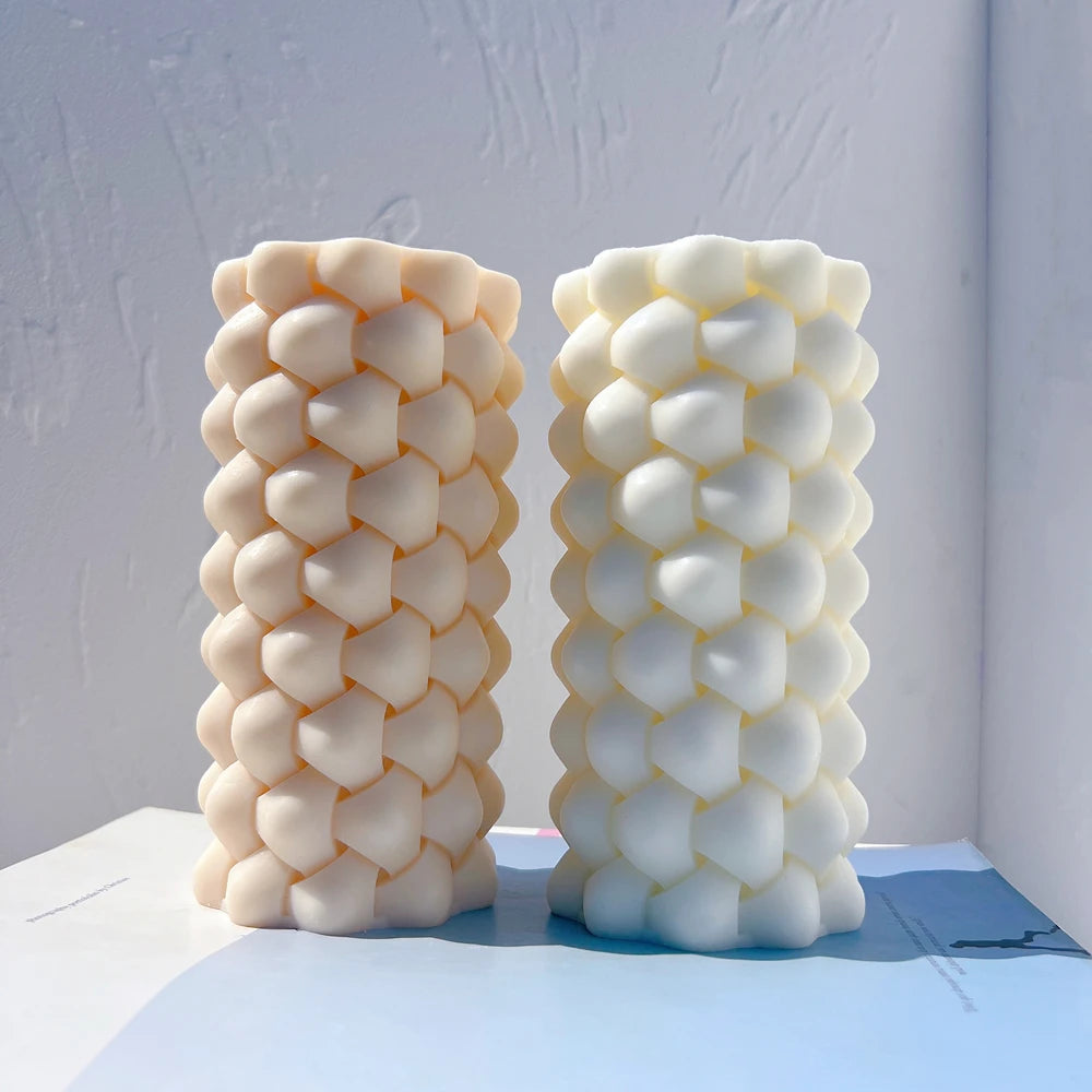 Geometric Pillar Candle Mold - Aesthetic Swirl Silicone Mold