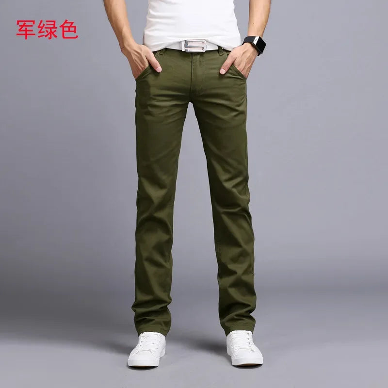 New Spring Casual Pants - Men's Straight Fit Stretch Chino Trousers
