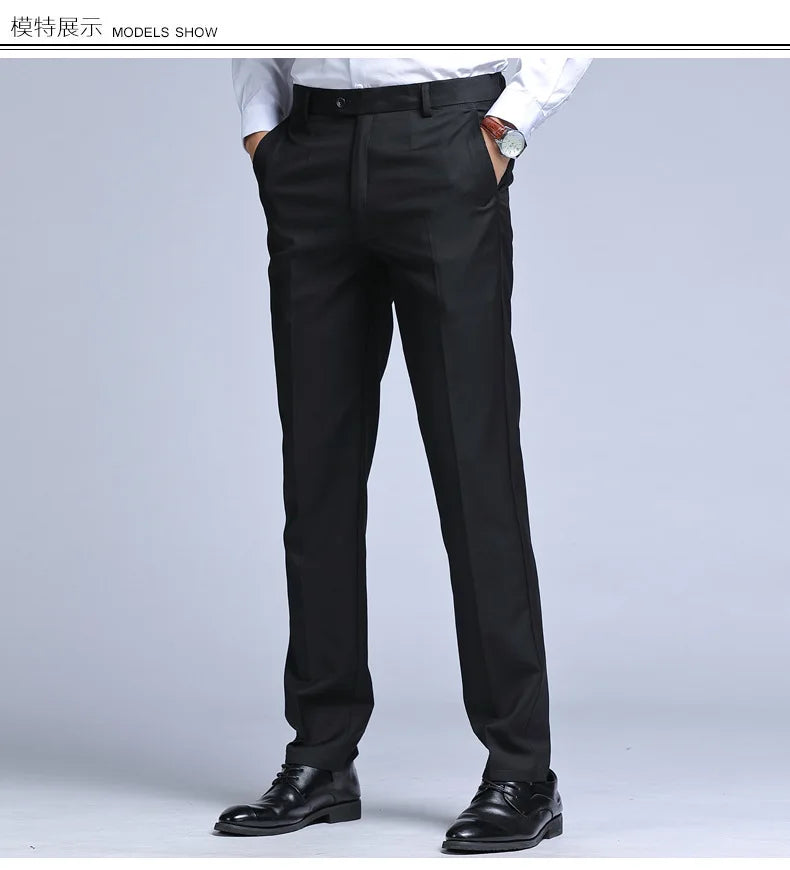 Men's Straight Slim Suit Pants - Formal Trousers