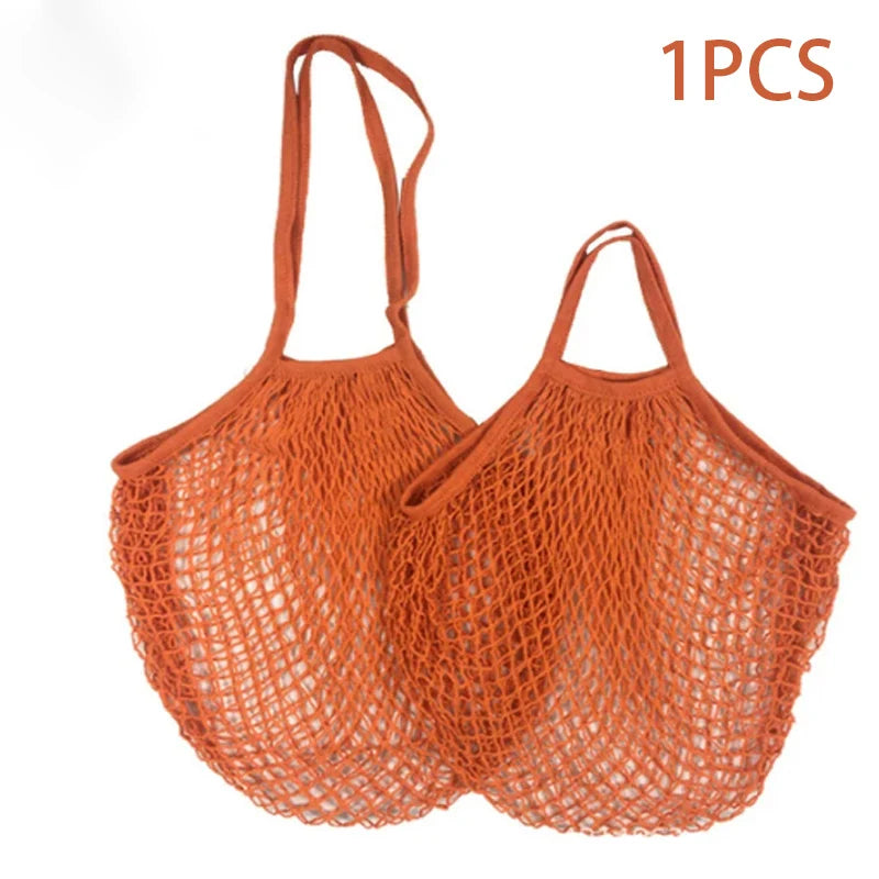 Portable Reusable Grocery Bags - Cotton Mesh String Shopping Tote