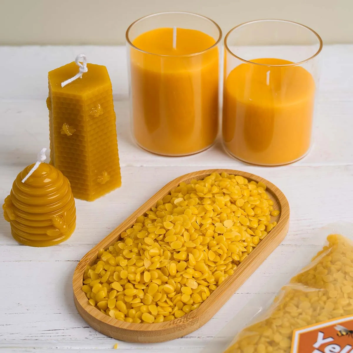 1LB Yellow & White Beeswax - Natural DIY Candle Making Supplies
