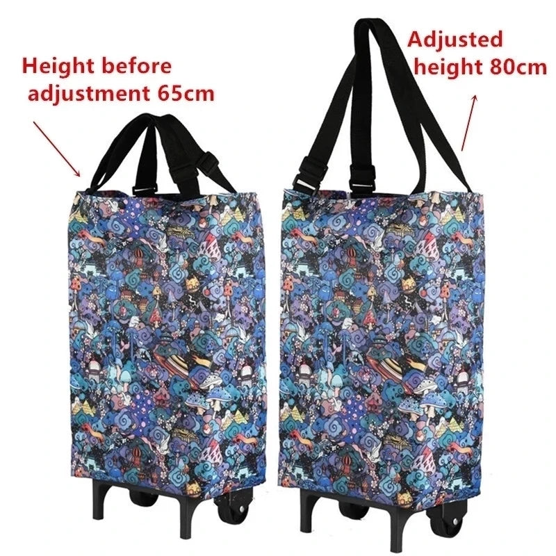 Tote Shopping Bag with Wheels | Foldable Trolley Cart