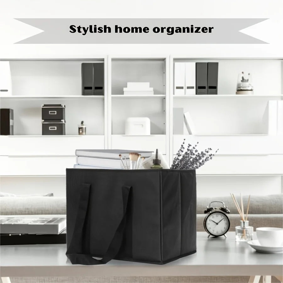 Reusable Grocery Bags - Foldable Shopping Cart Organizer with Hard Bottom
