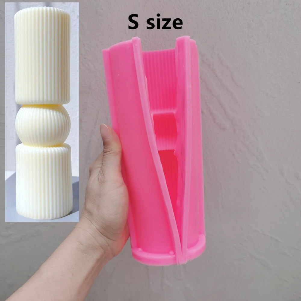6 Designs Ribbed Pillar Candle Mold - Geometric Silicone Mold