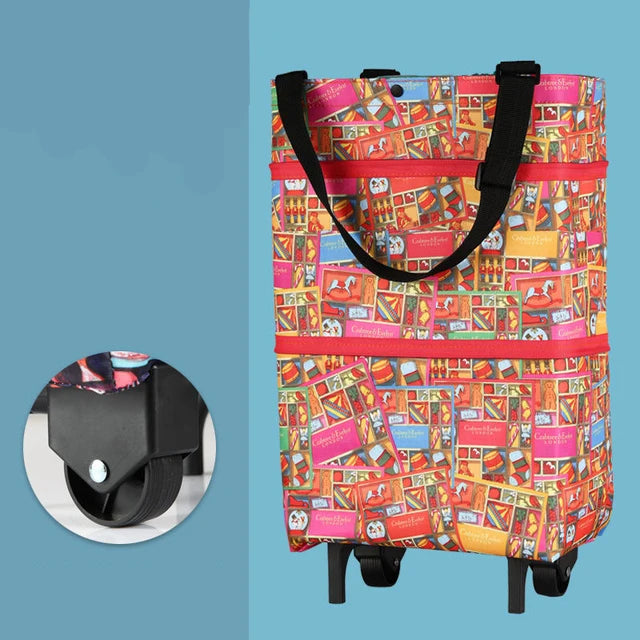 Tote Shopping Bag with Wheels | Foldable Trolley Cart