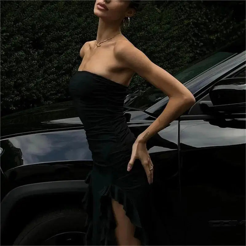 Sexy Tassel Fairy Dress - Aesthetic Tube Top Irregular Midi Dress