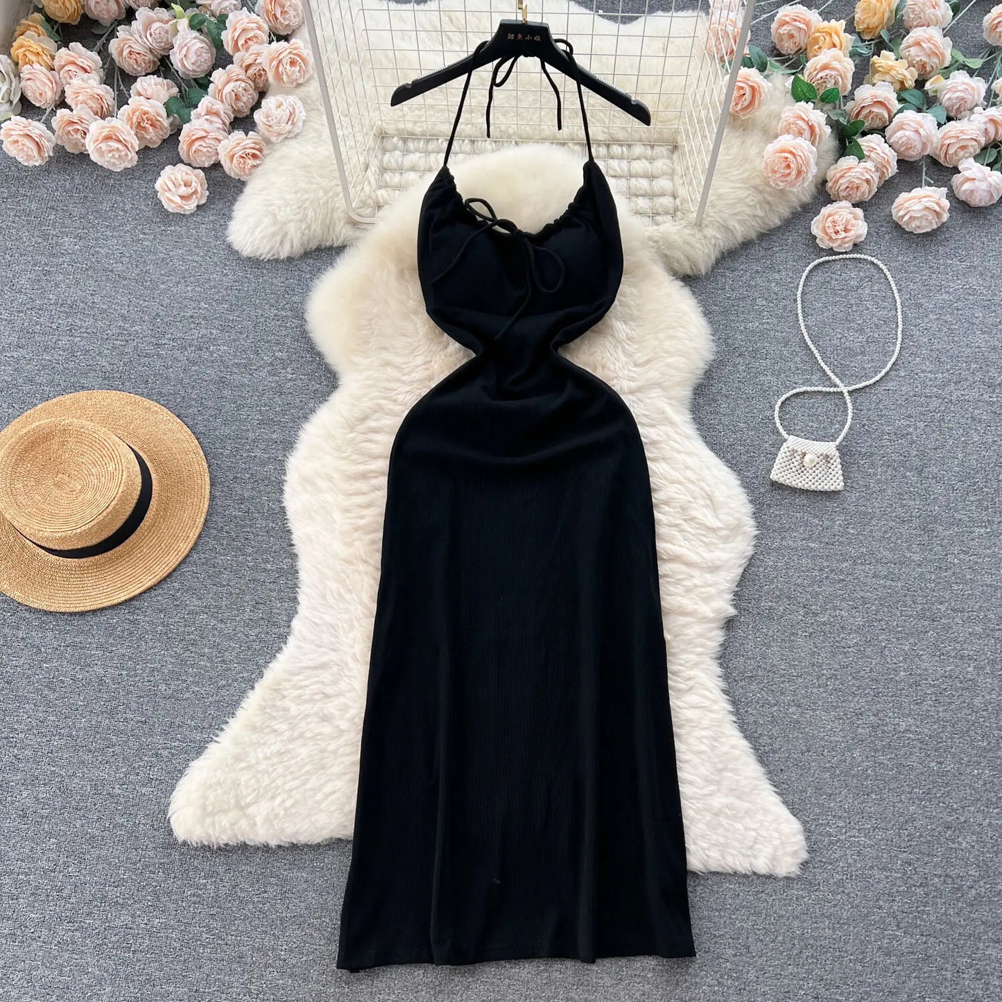 Sexy Hanging Neck Lace-Up Dress - Slimming Summer Party Dress