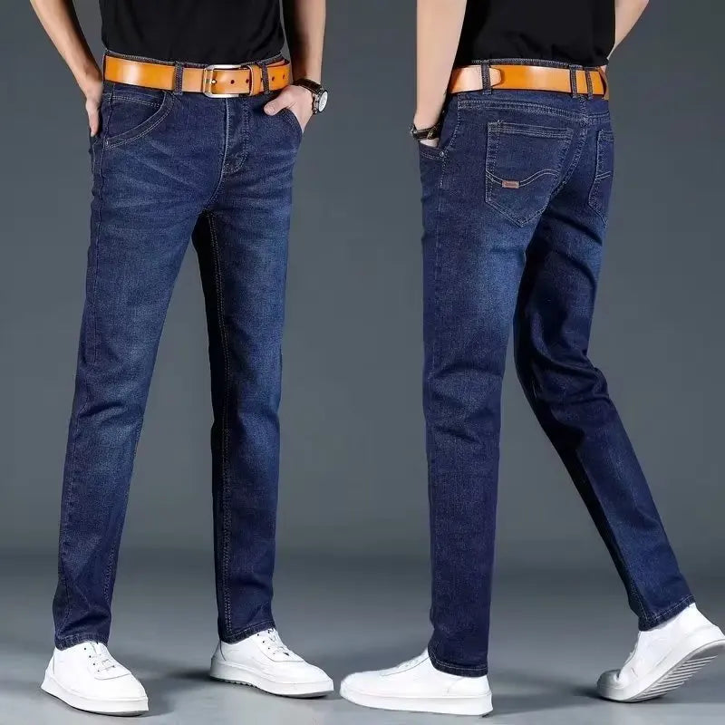 Men's Spring Straight Leg Jeans - Casual Comfortable Work Pants