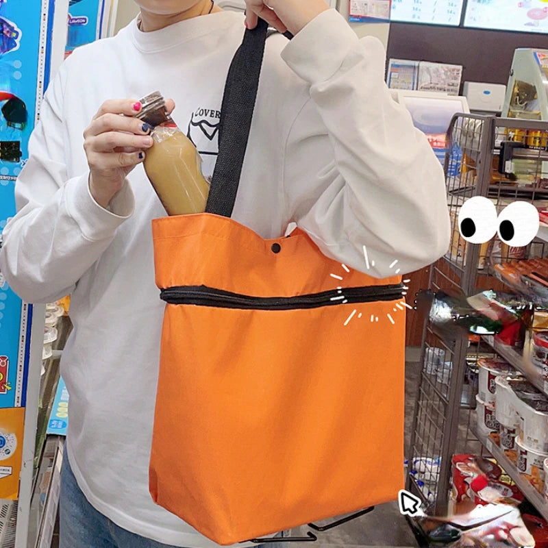 Portable Shopping Bag - Foldable Trolley with Wheels