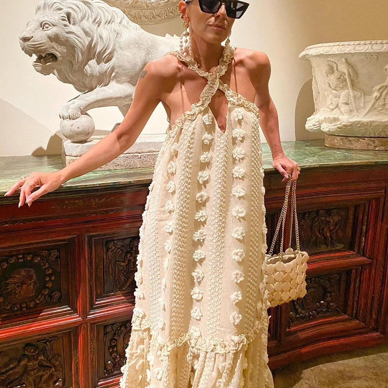 Women's Bohemian Summer Beach Sundress - Casual Vintage Loose Long Dress