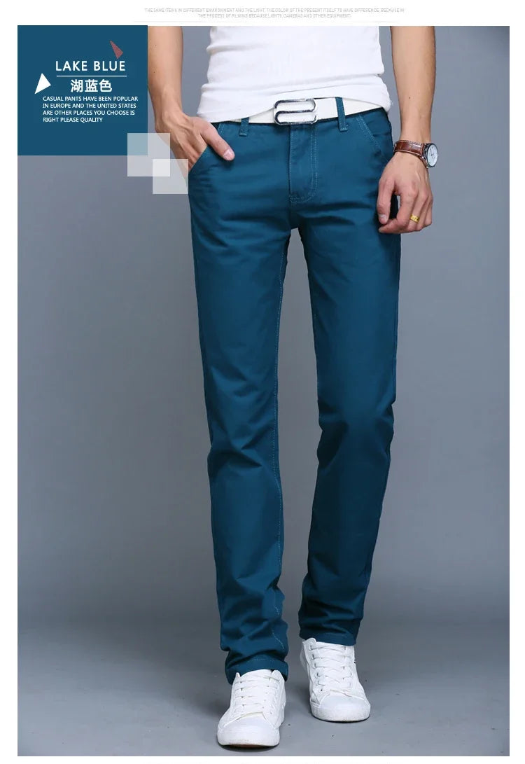 New Spring Casual Pants - Men's Straight Fit Stretch Chino Trousers