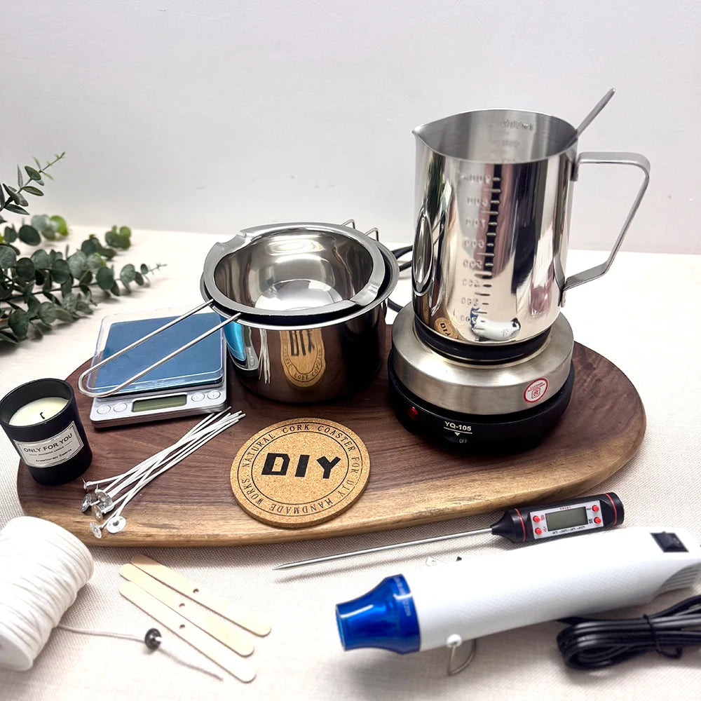 DIY Scented Candle Making Kit - Wax, Wick, Mold & Hot Plate Included