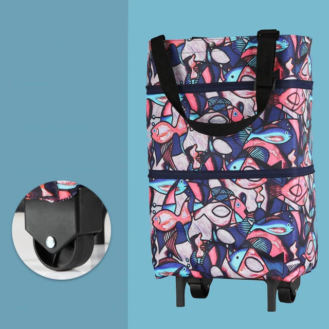 Tote Shopping Bag with Wheels | Foldable Trolley Cart