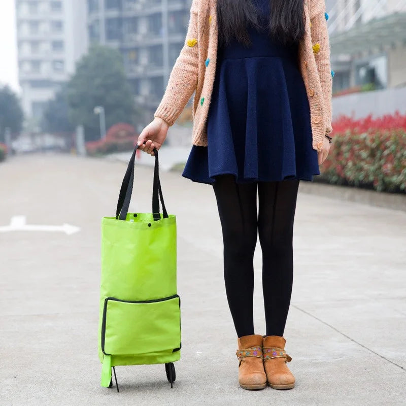 Portable Grocery Tug Bag with Wheels & PVC Tote