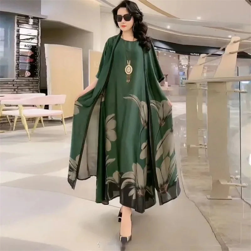 Mother Dress Suit - Women's Casual Two-Piece Long Dress Set