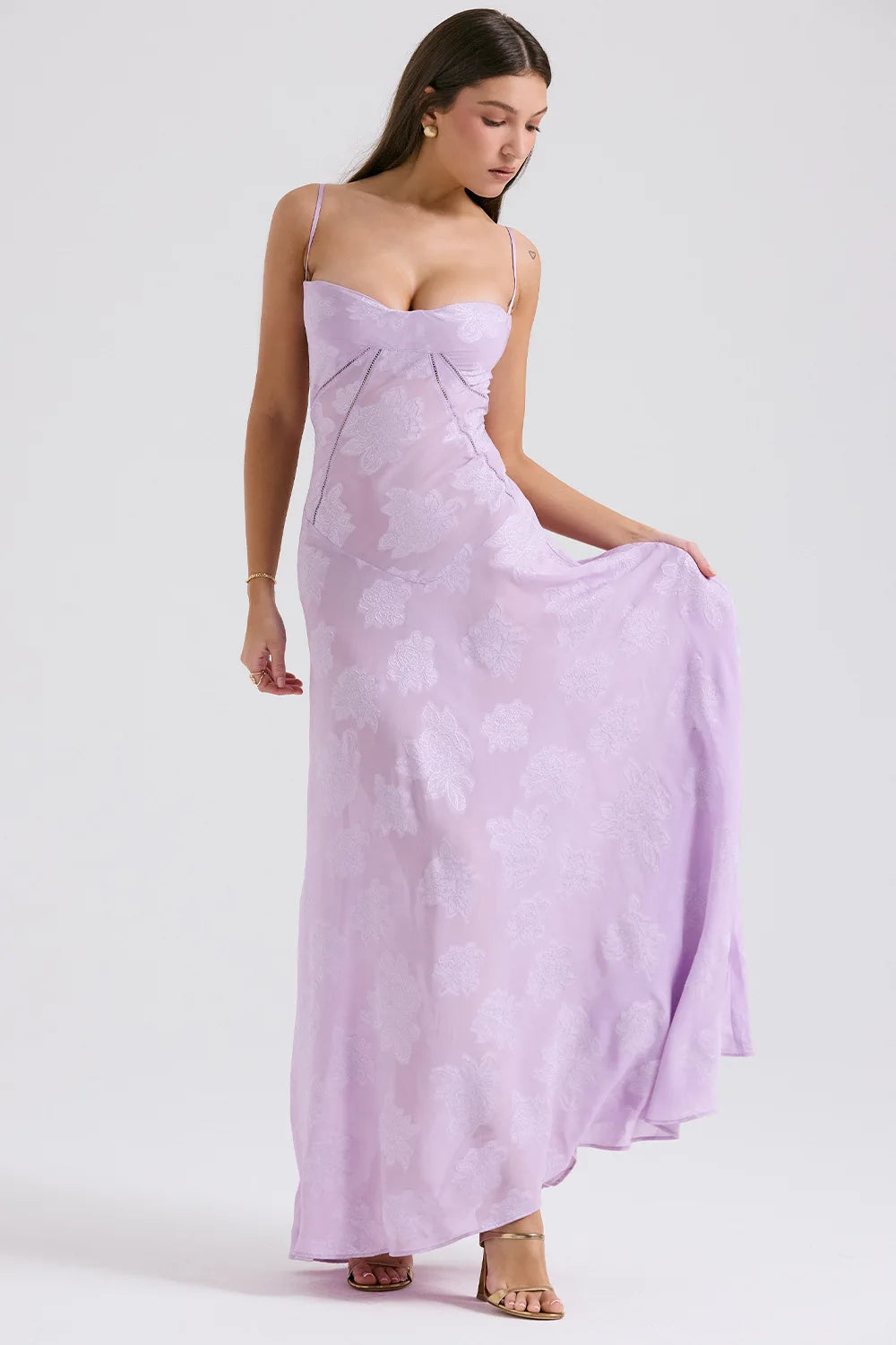 Women's Sheer Lace Boho Maxi Dress - Sleeveless Spaghetti Strap Party Dress