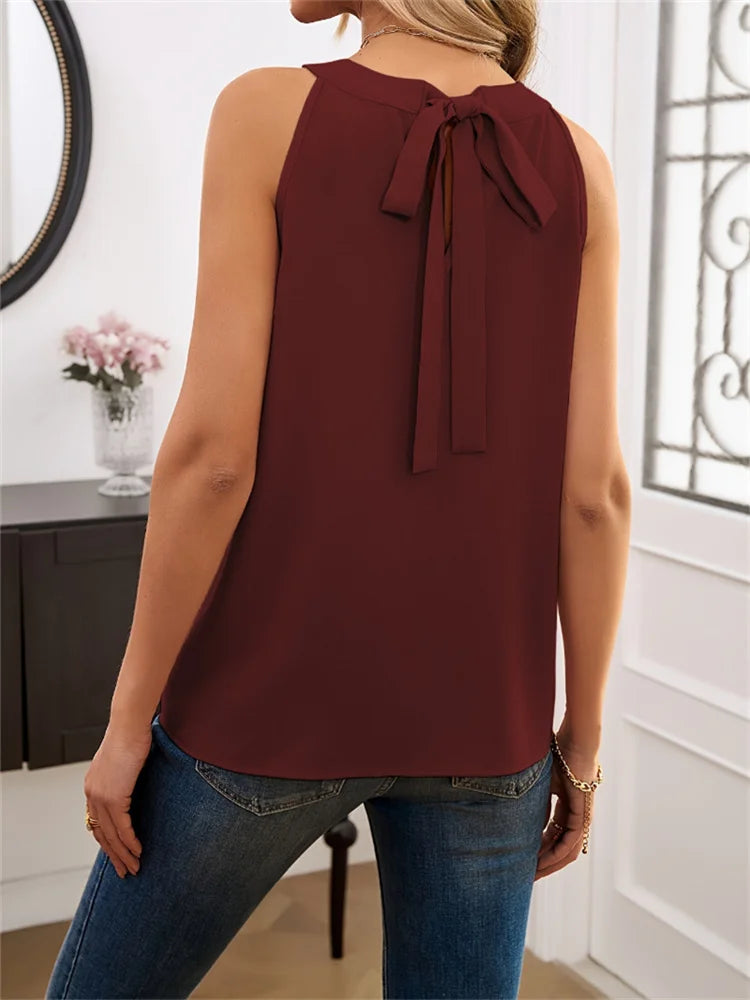 Elegant Women's Summer Tank Tops - O-Neck Sleeveless Casual Black Tees