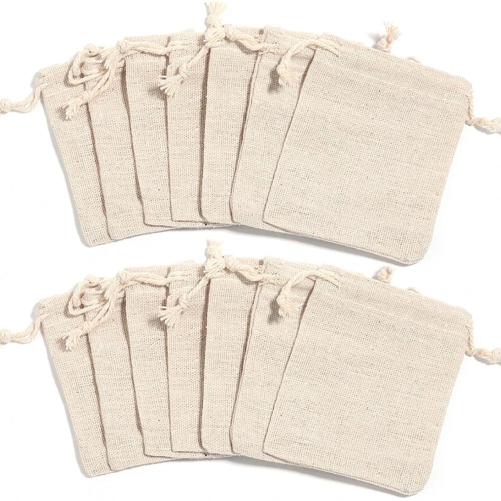 Jute Gift Pouches - Small Drawstring Sachet Bags for Jewelry & Gifts
