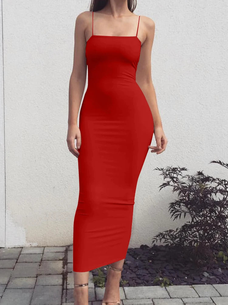 Spring Summer Women's High Elastic Backless Dress