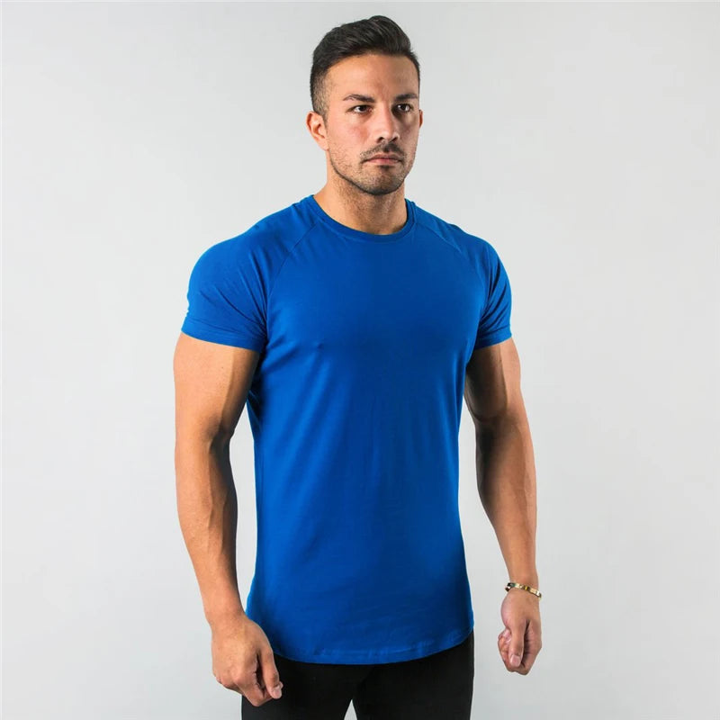 New Fashion Mens T-Shirt - Short Sleeve Slim Fit Gym Top