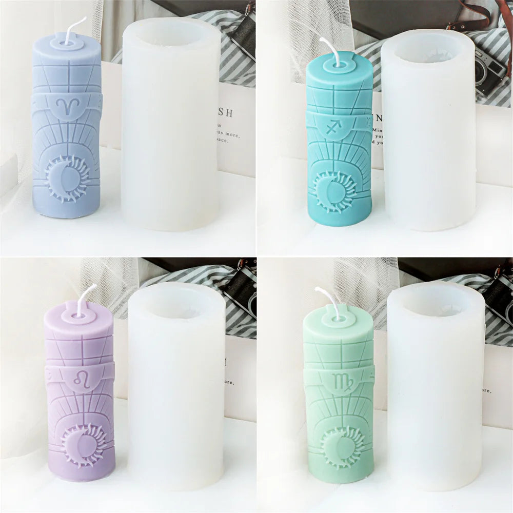 Zodiac Pillar Candle Molds - DIY Constellation Silicone Mold