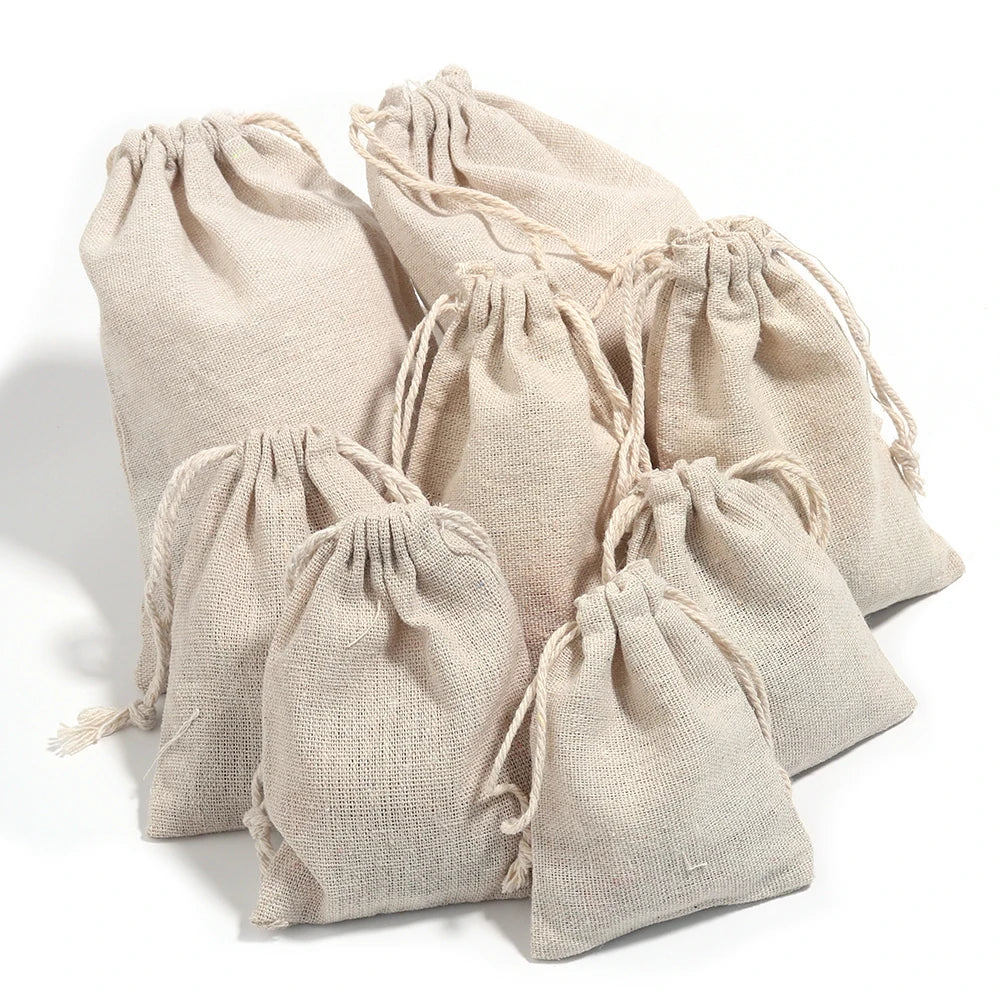 Jute Gift Pouches - Small Drawstring Sachet Bags for Jewelry & Gifts