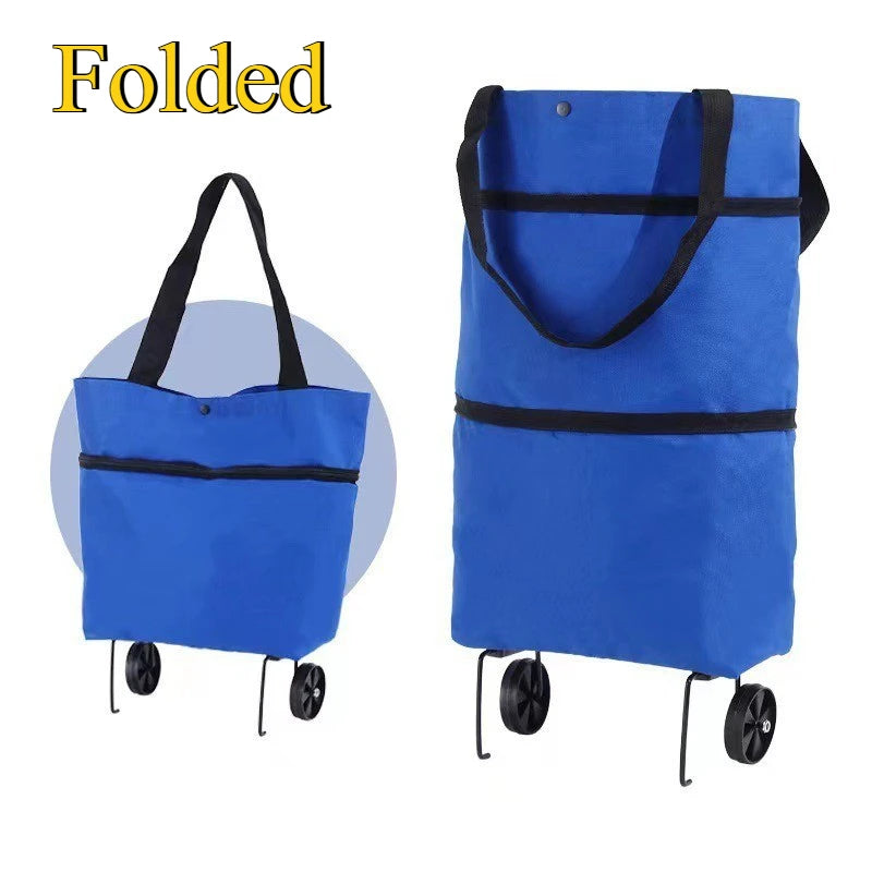 Portable Shopping Bag - Foldable Trolley with Wheels