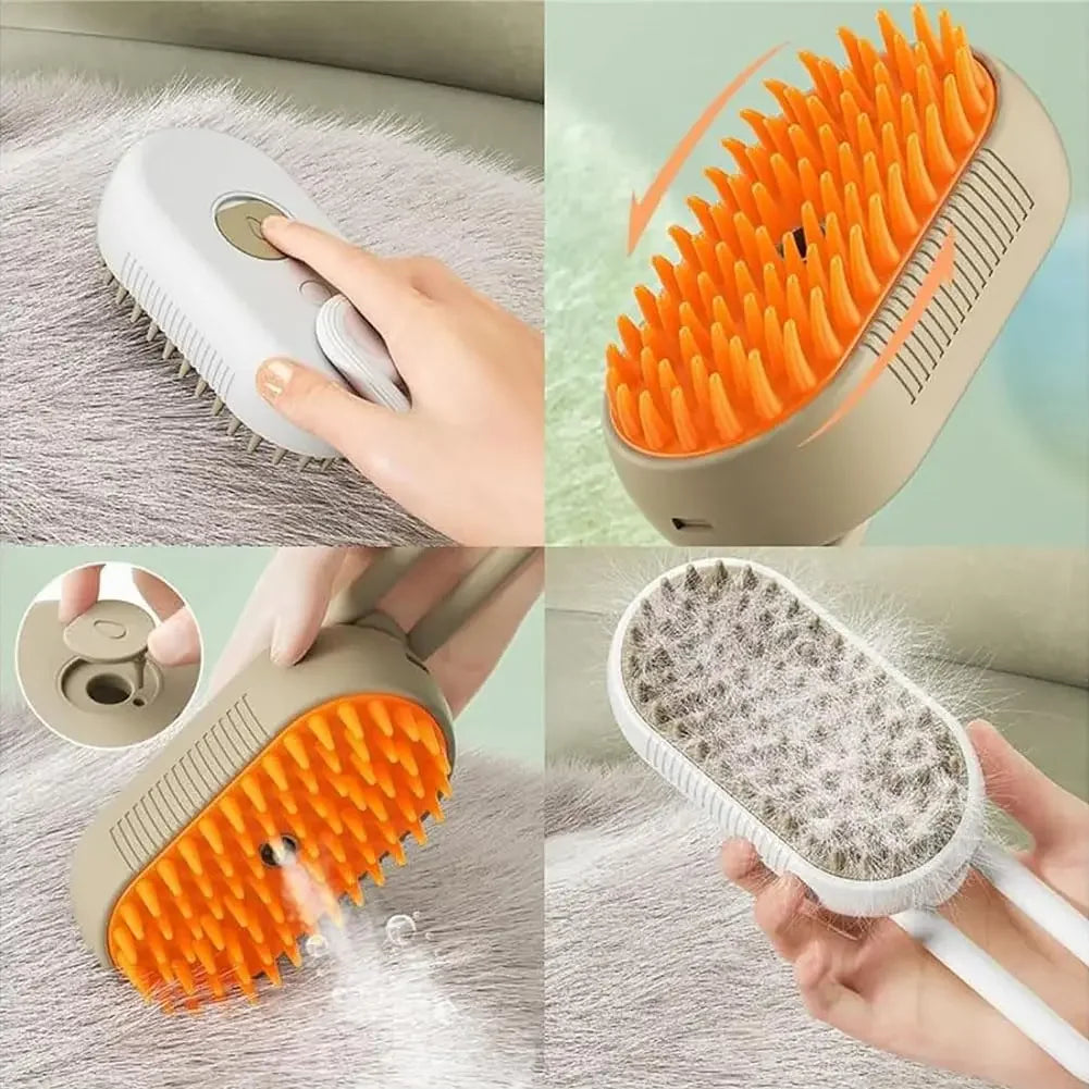 3-in-1 Pet Spray Brush – Steam, Massage & Hair Removal Comb