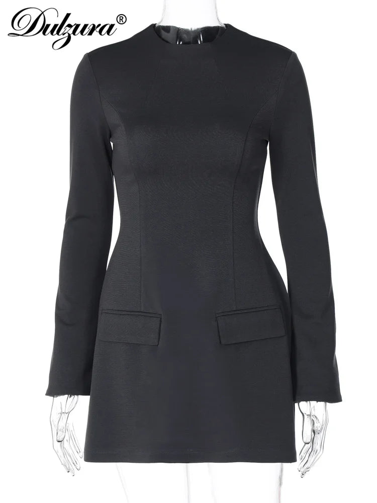 Dulzura Long Sleeve Zipper Bodycon Mini Dress - Elegant Office