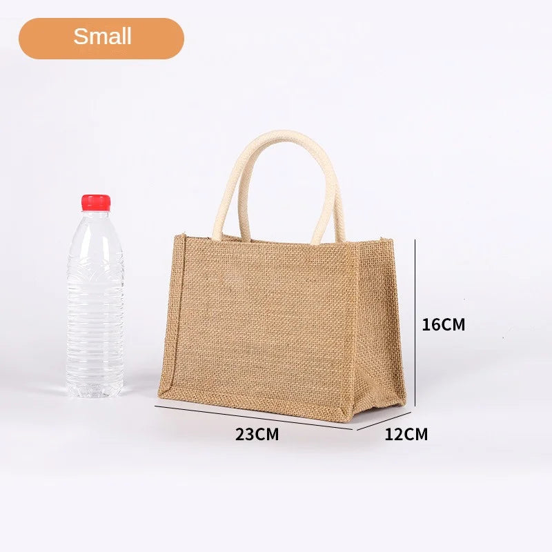 Fashion Burlap Tote Bag - Women's Jute Beach Shopping Handbag