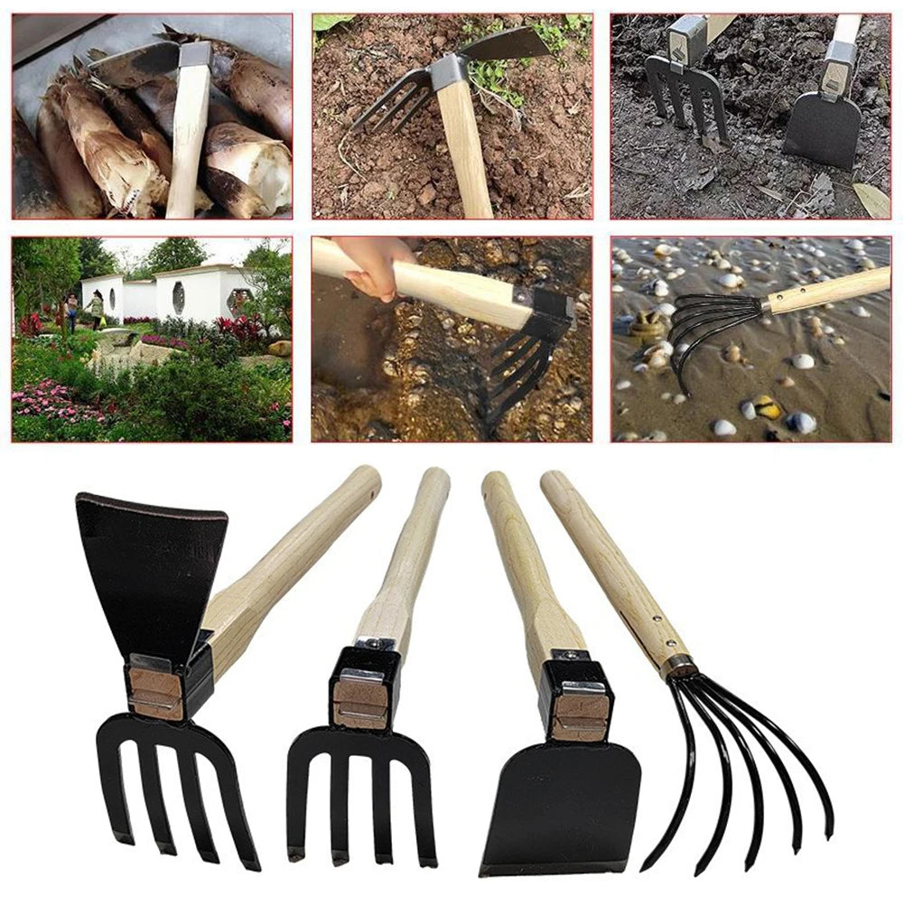Dual-Purpose Hand Hoe and Rake