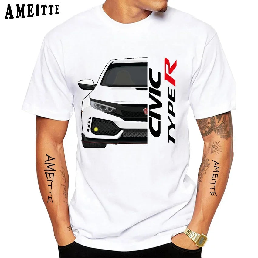 Civic Type R FK8 White T-Shirt for Summer - Japan Car Style