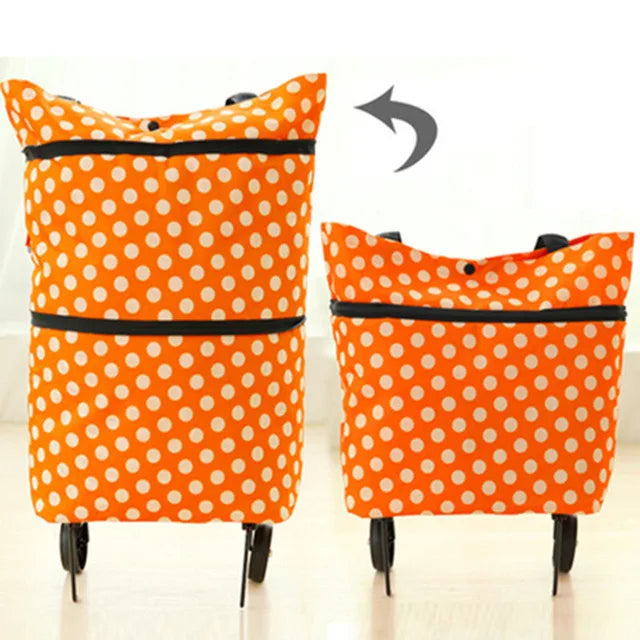 Portable Grocery Tug Bag with Wheels & PVC Tote