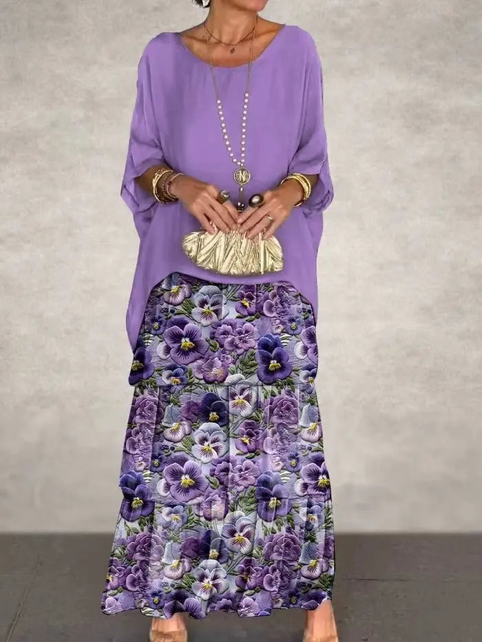 Women's Elegant Bat Sleeve Long Dress - Plus Size Robe