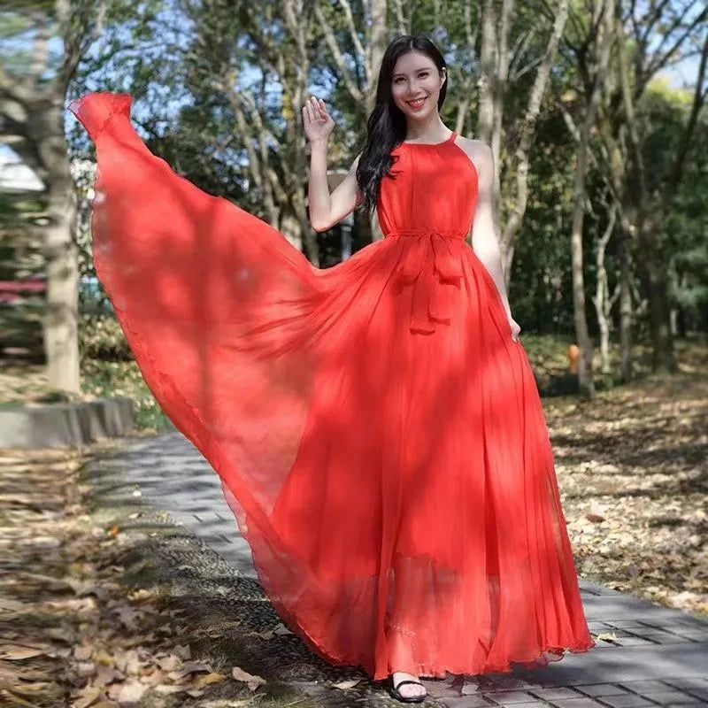 Travel Photo Desert Long Dress - Summer Chiffon Beach Dress