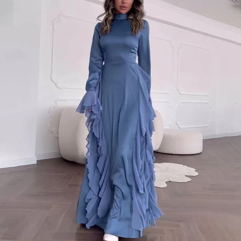 Spring Elegant O-Neck Long Dress - Backless Lace-Up Maxi Dress