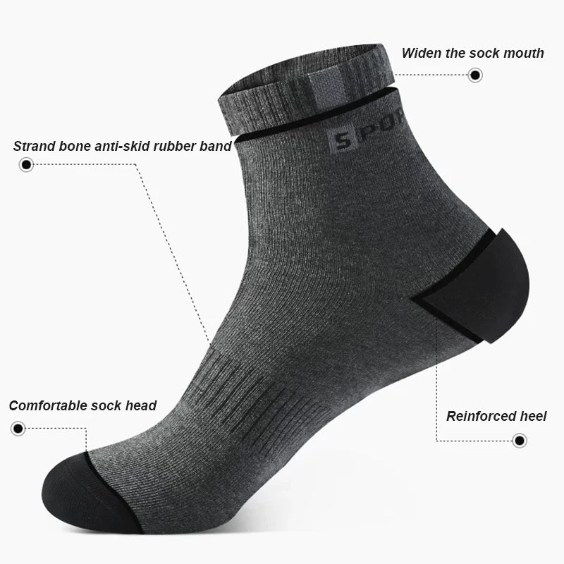 Men's Cotton Socks - Sport Breathable Soft Letter Sneakers