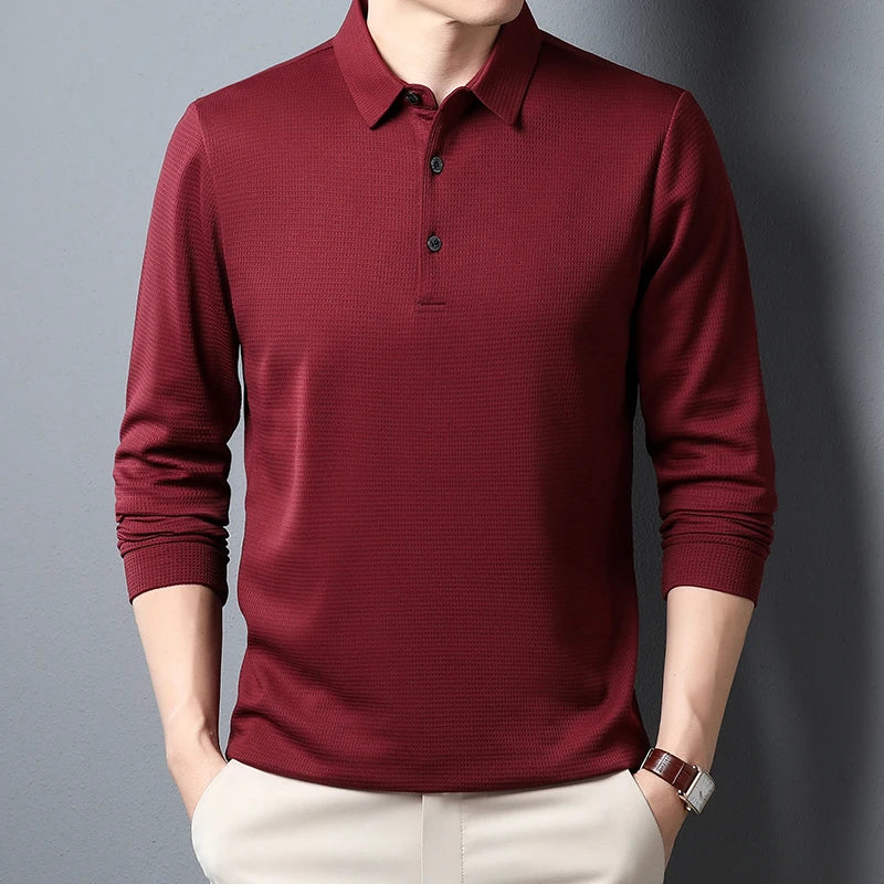 Men's Business Casual Polo Long Sleeve T-shirt - Summer Comfortable Top
