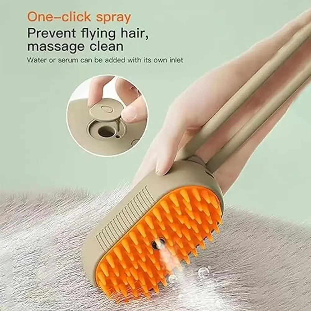 3-in-1 Pet Spray Brush – Steam, Massage & Hair Removal Comb