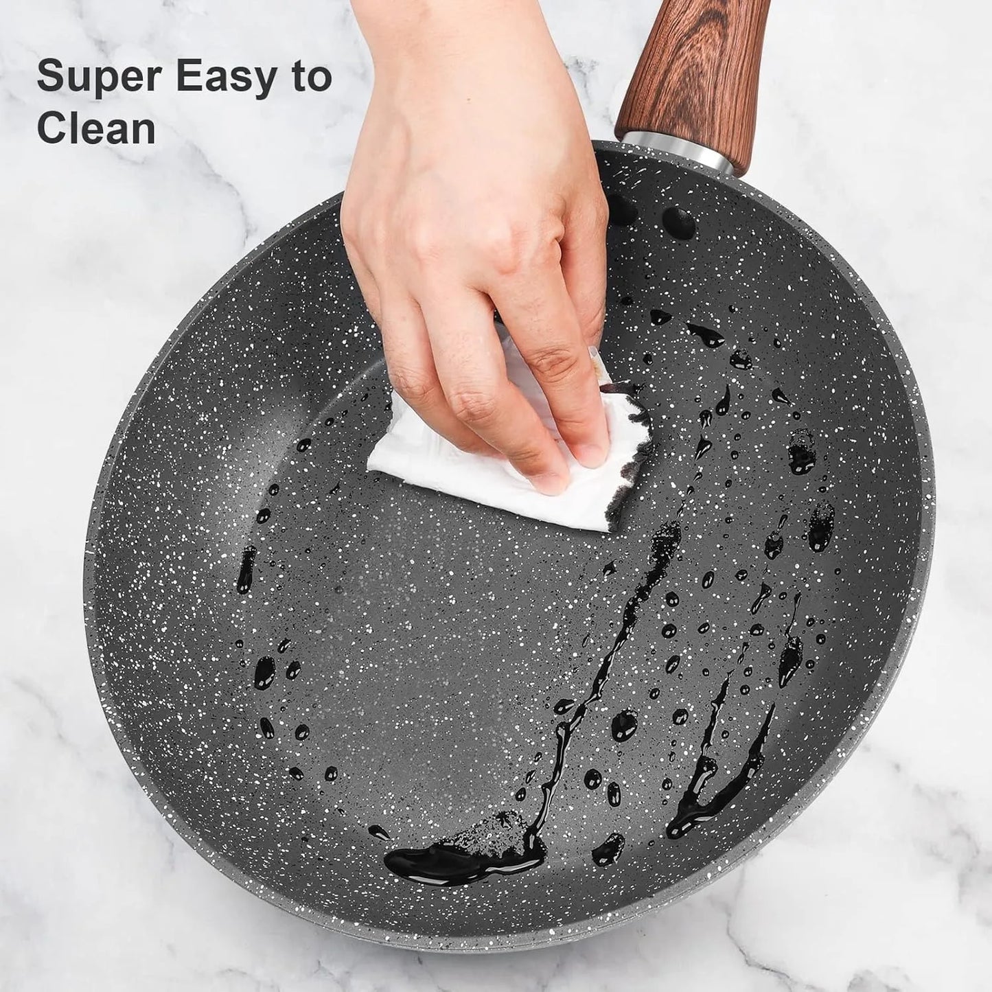 11 PCS Ceramic Pots & Pans Set with Glass Covers, Non-stick Cookware with lids, Pre-installed, Heat resistant