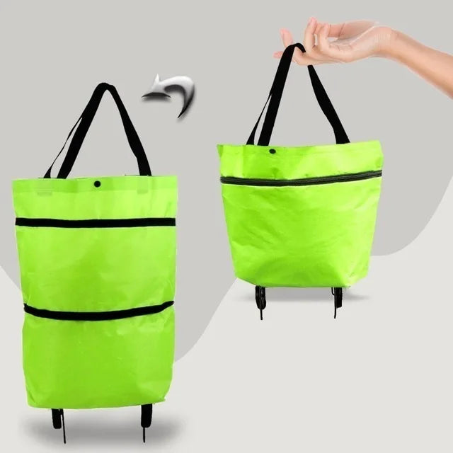 Portable Grocery Tug Bag with Wheels & PVC Tote