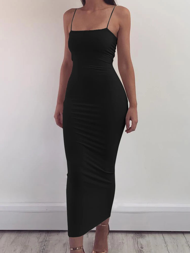Spring Summer Women's High Elastic Backless Dress