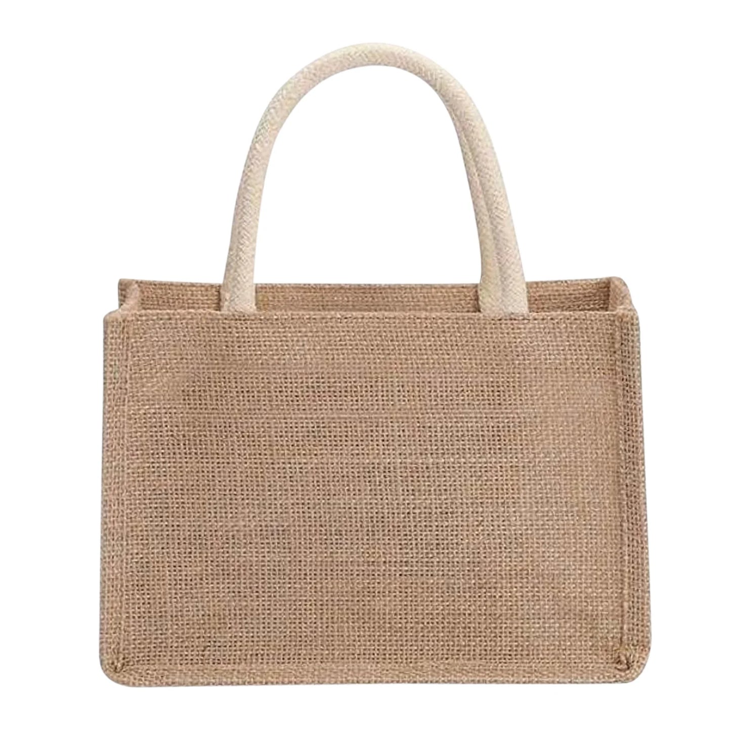Fashion Burlap Tote Bag - Vintage Jute Beach Shopping Handbag